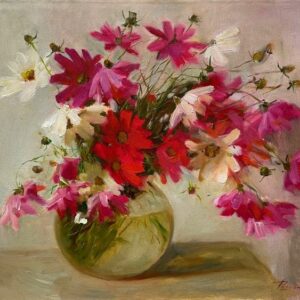 Svetlana Rodionova (1971) - Bouquet dans un Vase Transparent