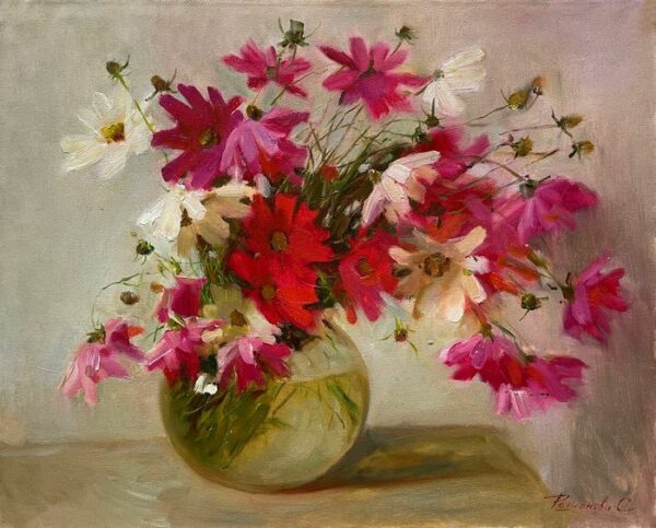 Svetlana Rodionova (1971) - Bouquet dans un Vase Transparent