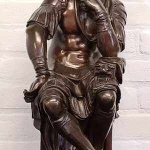 After Michelangelo - Skulptur, Lorenzo de Medici - 43 cm - Bronze (patiniert) - Ende des 19. Jahrhunderts