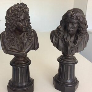 Büste, Skulptur, Racine und Moliere (2) - Bronze (patiniert) - Zweite Hälfte des 19. Jahrhunderts
