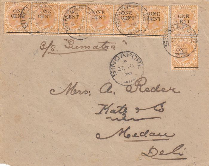 Straits Settlements 1896 - Luxury Letter from Singapore with QV stamps