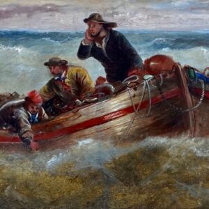 John Callow (1812-1878) - Fishermen in distress in a storm