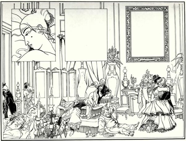 Yslaire - Sambre / Samber - Originele inkttekening op board - Bacchanaal in Bordeel - (1985/1990)