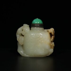 Schnupftabakflasche (1) - Nephrit-Jade - Chinese nephrite, white jade, all hand-carved, snuff bottle - China - 20. Jahrhundert
