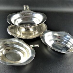 Set - Sauciere mit zwei integrierten Servierschalen - (1) - .950 Silber - Frankreich - Ende des 19. Jahrhunderts