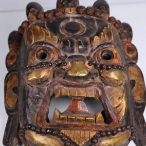 Maske Mahakala - Holz / Stoff / Kupfer / Perlen - Nepal - Zweite Hälfte des 20. Jahrhunderts