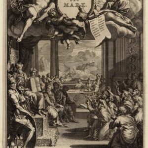 Jan Goeree (1670-1731), Pieter Sluyter (1675-1713) - "Il consolate del mare", the consulate of the sea, allegory Mercurius and Fama, list Italian cities.
