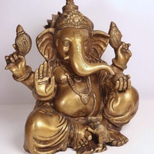 Große Ganesha-Statue über 11 kg (auch Ganesh, Ganapati Tantra, Ekadanta oder Vinayaka genannt) - Bronze - H32cm - Indien - Ende des 20. Jahrhunderts