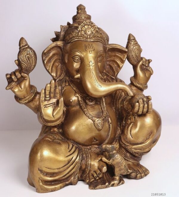 Große Ganesha-Statue über 11 kg (auch Ganesh, Ganapati Tantra, Ekadanta oder Vinayaka genannt) - Bronze - H32cm - Indien - Ende des 20. Jahrhunderts