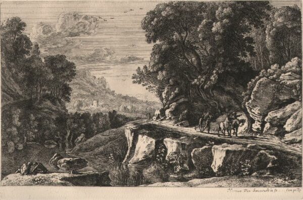 Herman Van Swanevelt (1600-1655) - Travellers on a country road