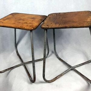 Beistelltisch, Hocker (2) - Industrial - Holz, Stahl