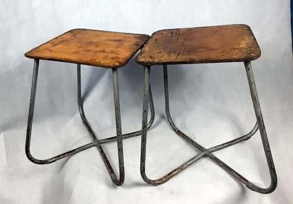 Beistelltisch, Hocker (2) - Industrial - Holz, Stahl