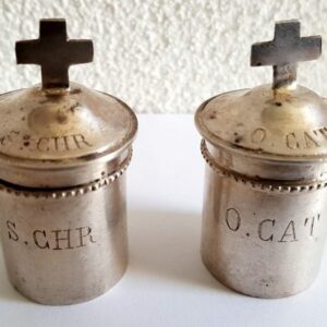 Chrismale / Chrismatorium / Ölbox (2) - 800 Silber - Zweite Hälfte des 19. Jahrhunderts
