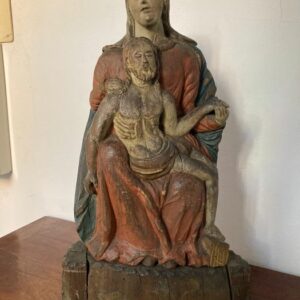 Skulptur, Madonna mit Jesus, Pietà - 57 cm - Volkskunst - Holz - 17./18. Jahrhundert