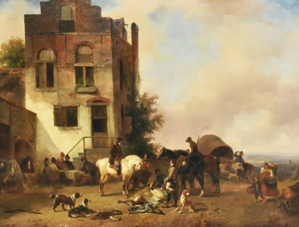 Jozef Moerenhout (1801-1875) - Herberg met jagers en gasten