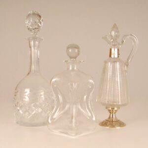 Dekanter (3) - Biedermeier-Stil - Glas, Kristall, Silber