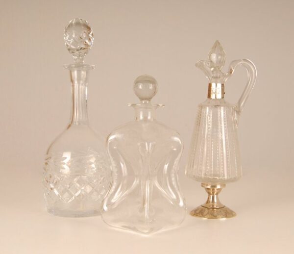 Dekanter (3) - Biedermeier-Stil - Glas, Kristall, Silber