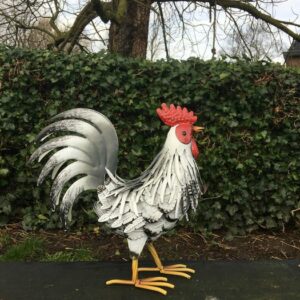 Gartenskulptur Hahn, 32 cm hoch - Metall - kürzlich