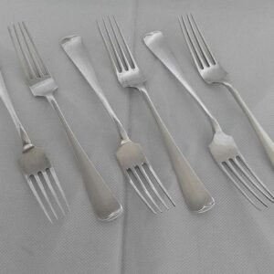 Haags Lofje Muster Set von 6 großen Tischgabeln - .833 Silber - Fa. J.M. van Kempen & Zoon en DV - Voorschoten - Niederlande - 1903