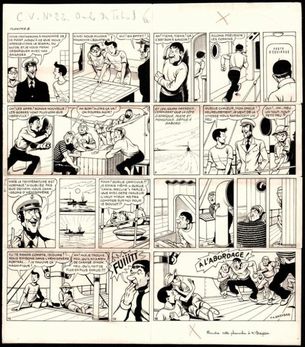 Oscar Hamel et Isidore / Oscar en Isidoor - Originele pagina (p.8) - L'oncle du Tchad / De Geheimzinnige Gids - (1949)