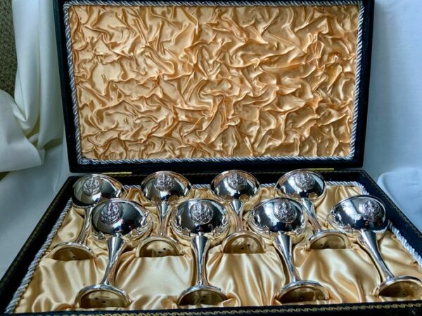 Kelch, Sterling Silber Thailand Fuß Getränkebecher Set von 8 Boxen (8) - .925 Silber - Thailand - Ende des 20. Jahrhunderts