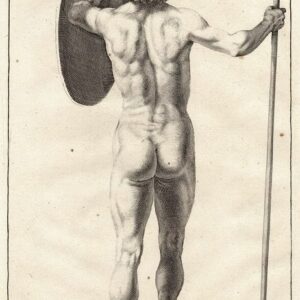 Crispian De Passe (1597-1670) - Study: Standing man from the back with shield and stick.