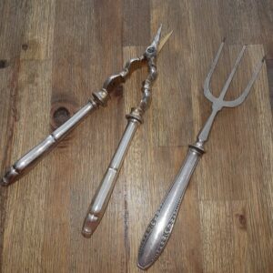 Schalentierzange und Fischgabel - .800 Silber - Deutschland - 1886-1900