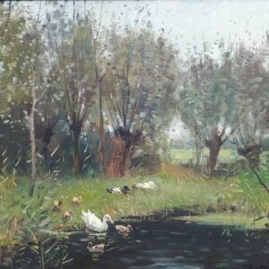 Daniel Muehlhaus (1907-1981) - Moedereend met vijf jongen