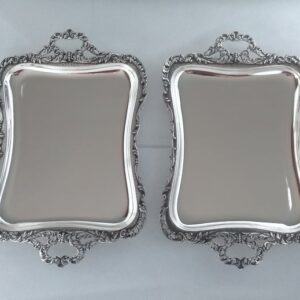 Tablett, Paar durchbrochene Tabletts (2) - .800 Silber - Cesa 1882 - Alessandria - Italien - Erste Hälfte des 20. Jahrhunderts