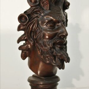 Skulptur, Kopf des Fauns - Bronze (patiniert) - Ende des 20. Jahrhunderts