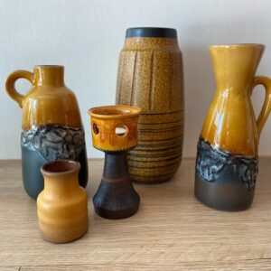 Scheurich, Carstens - Vier Vintage Westdeutsche Vasen und Kerzenhalter