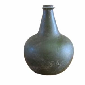 Katzenkopf - Bauchflasche - Zwiebelflasche (1) - dunkelgrünes Glas