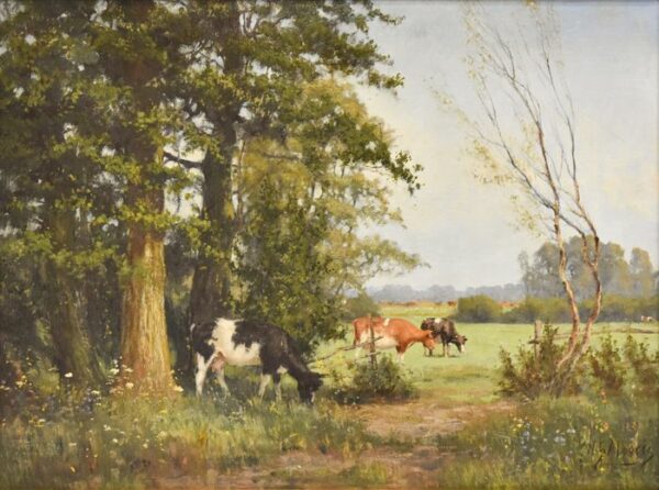 W.J. Alberts (1912-1990) - Koeien aan de bosrand op de Veluwe, Wezep