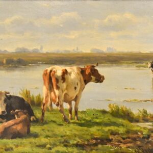 Pieter Stortenbeker (1828-1898) - Koeien aan de waterrand
