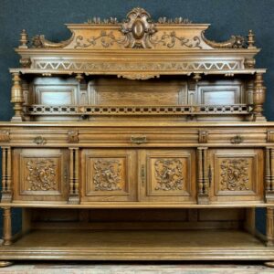 Großes Jagdhüttenbuffet (205cm) - Historismus - Eiche - Ende des 19. Jahrhunderts