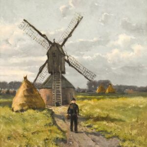 Frans Van Damme (1858-1925) - Landschap met molen