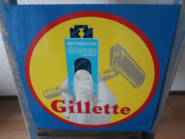 Gillette Scheermessen Reclamebord, Marque Déposée, 1958 - Plakatwand - Metall