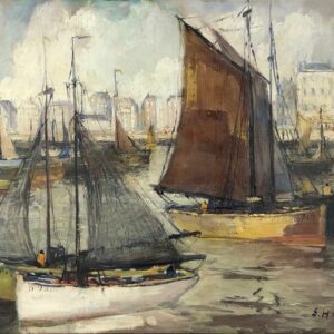 Gustave Helinck (1884-1954) - Zeilboten in een jachthaven