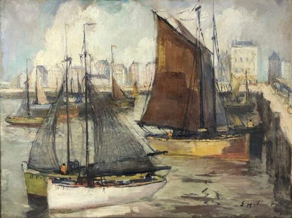 Gustave Helinck (1884-1954) - Zeilboten in een jachthaven