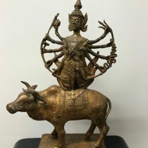 Skulptur (1) - Vergoldete Bronze - Phra Naraisitting on a sacred cow H43cm - Thailand - Ende des 20. Jahrhunderts