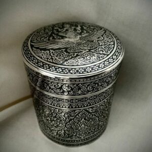 Thailand Sterling Silber feine Niello runde Box - .925 Silber, Sterling Silber Niello Arbeit - Possibly Thailand - Thailand - 1940er Jahre