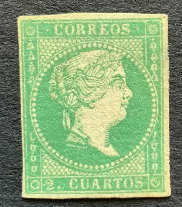 Spanien 1855 - Isabella II, crossed lines watermark, CMF report - Edifil 43