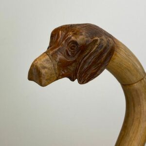 Spazierstock, Hundekopf als Griff - Volkskunst - Holz - Um 1900