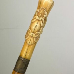 Spazierstock, Elfenbeingriff mit Emblem - Inklusive Zertifikat - Elfenbein, Holz - Um 1875
