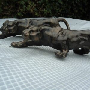 2 Stück Gartenstatuen Panther (2) - Gusseisen - kürzlich