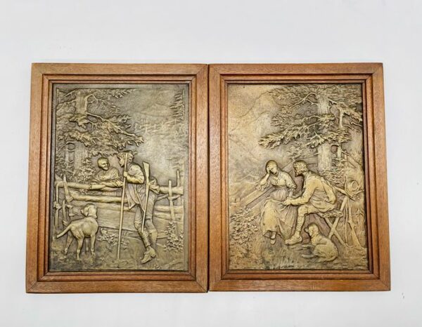 Erleichterung der Hirten (2) - Bronze (patiniert), Holz - Um 1900