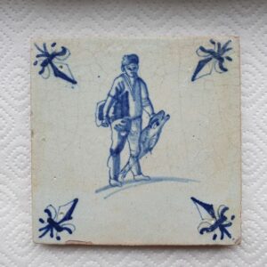 Antike Fliese mit Fischer mit Lilieecke (1) - Töpferware