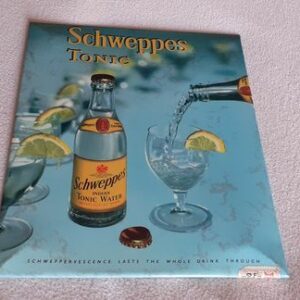 Schweppes Tonic - Zinn Werbeschild / Stand (1) - Metall / Zinn