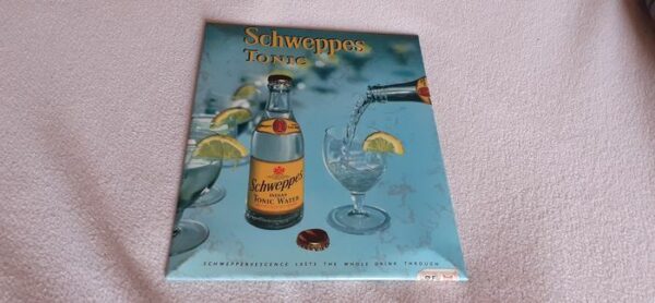 Schweppes Tonic - Zinn Werbeschild / Stand (1) - Metall / Zinn