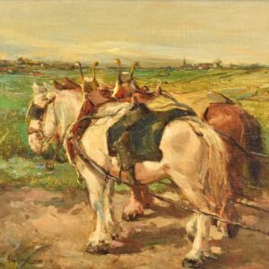Franz Helfferich (1871-1941) - Twee paarden in tuig